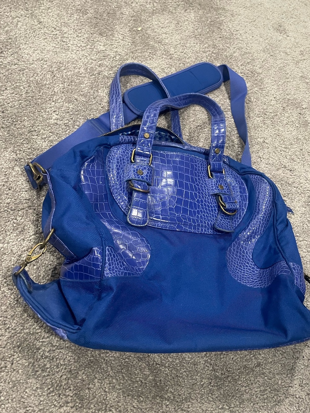 Lululemon - Vintage 2007 Royal Blue Athletica Bag with Croc-Texture Trim